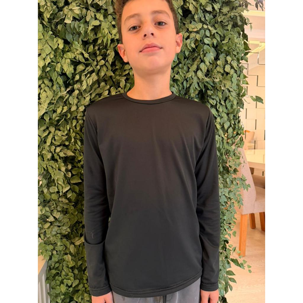 Blusa de Manga Longa Manga Comprida Peluciada por Dentro Unissex Inverno