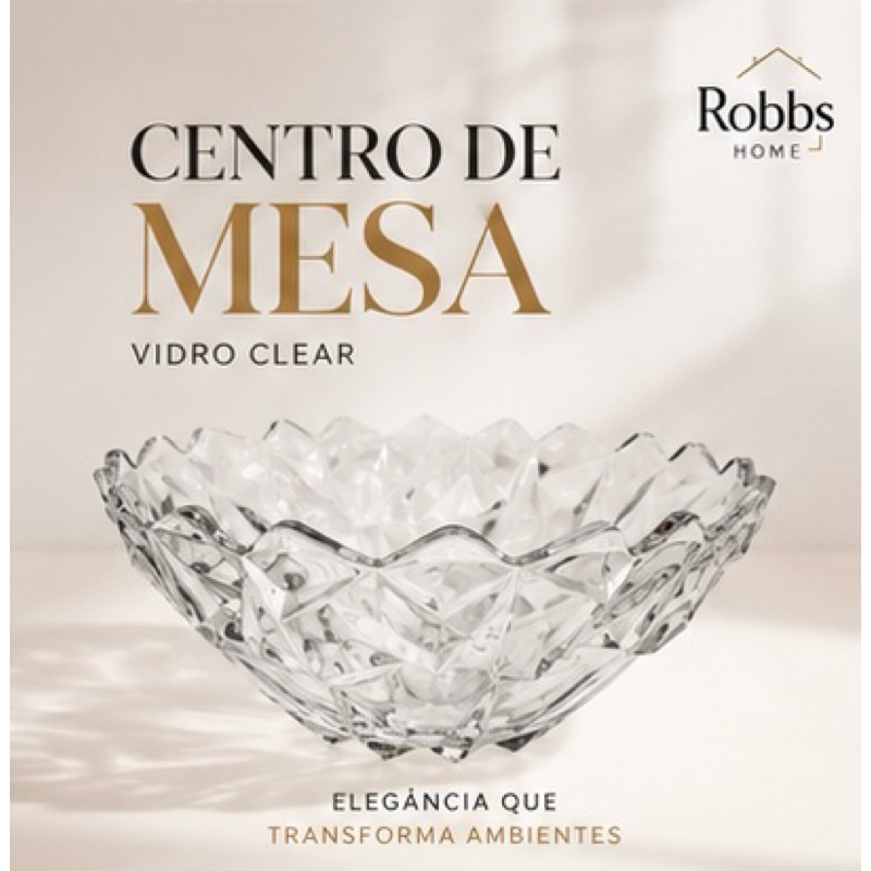 Centro de Mesa, fruteira, saladeira em Vidro Clear Lapidado Decorativo Elegante Cristal Transparente
