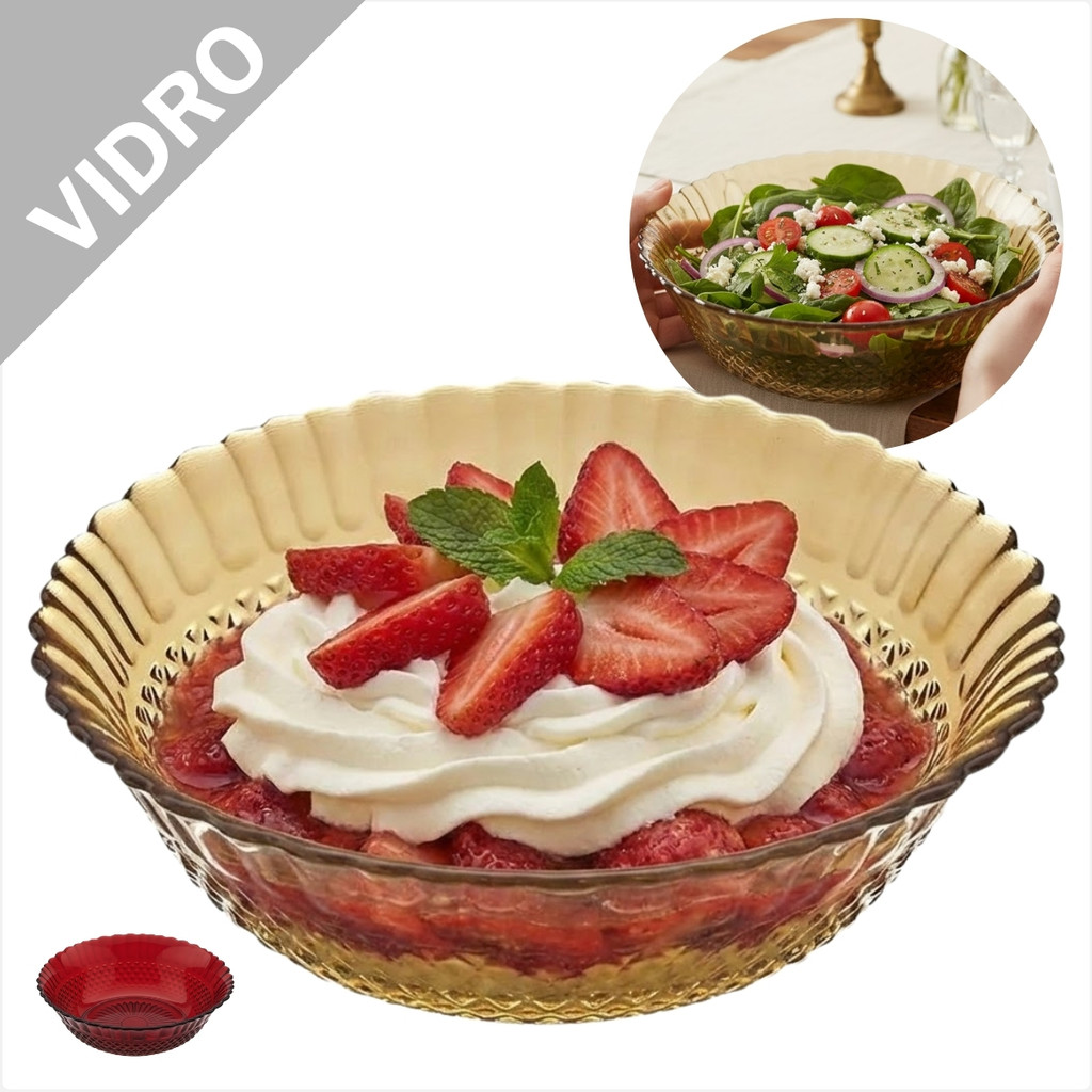 Tigela Saladeira Vidro Dia Bowl Fruteira Centro De Mesa Decorativo Cristal Transparente Servir Frutas