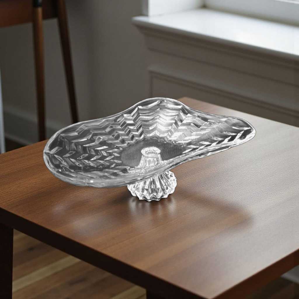 Saladeira de Vidro - Fruteira de Vidro Premium - Centro de Mesa Decorativo 32cm Mesa Posta