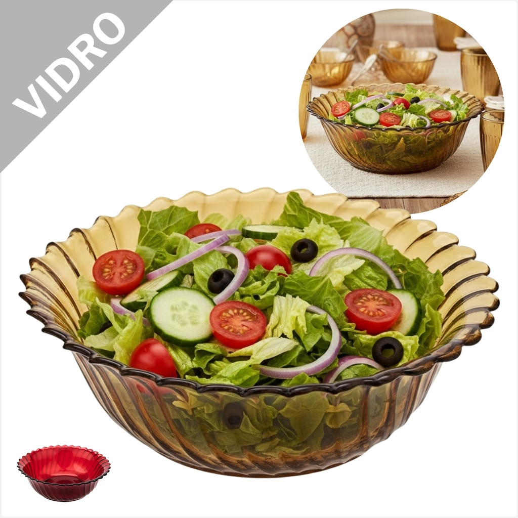 Cumbuca Centro Mesa Vidro California Vasilha Saladeira Fruteira Multiuso Decorativo Para Sobremesa