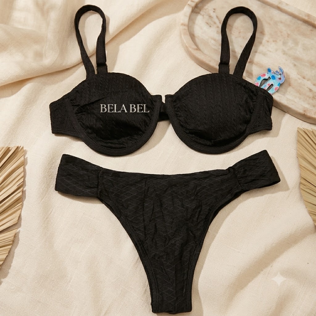 Biquíni Feminino Meia Taça Texturizado com Calcinha Premium