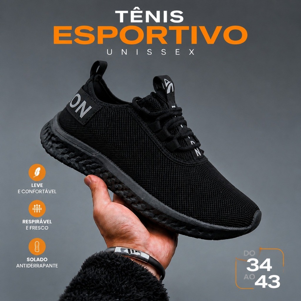Tênis Esportivo Masculino Feminino Meia Leve Confortável Caminhada Academia 34 ao 43 Promoção Barato
