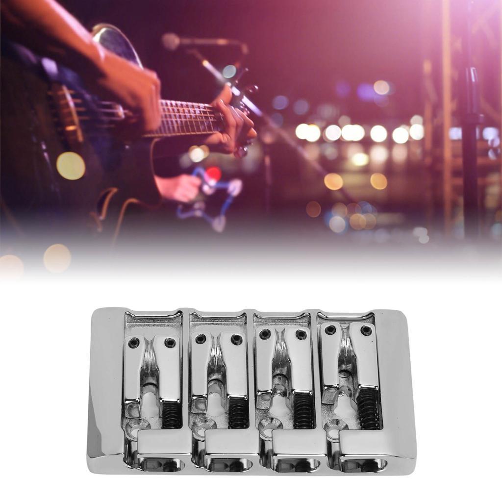 Freelover-BR Ponte de Baixo Elétrico 4 Cordas Metal Tailpiece Instrumento Acessório Prata BA1012