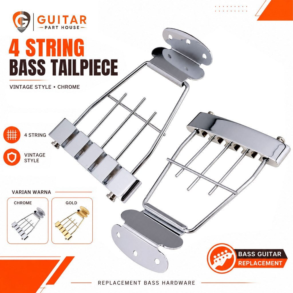 Tailpiece Bass 4 Cordas Estilo Vintage – Arremate Baixo Guitarra Substituição De [Cromado , Dourado]
