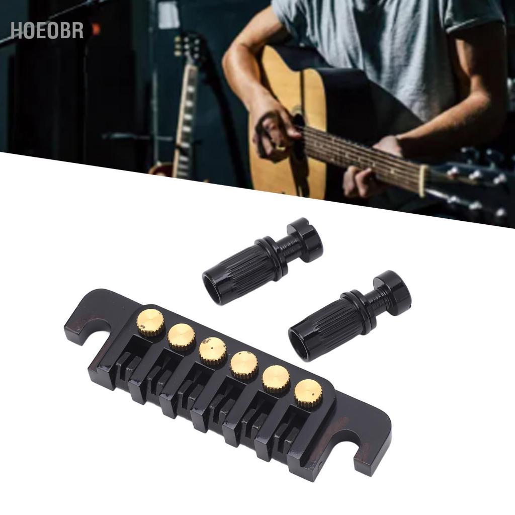 Hoeobr Guitarra elétrica Bridge Stop Tailpiece Reversível Wrap Around Saddle para LP EPI Style Guitarras de 6 cordas