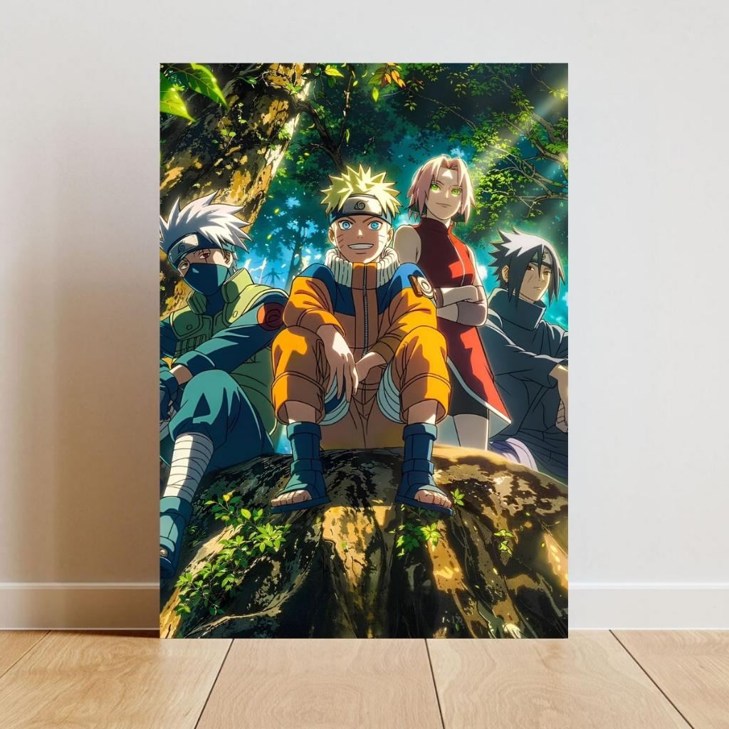 Placa/Quadro Decorativo Naruto Time 7 Naruto Sasuke Sakura Kakashi