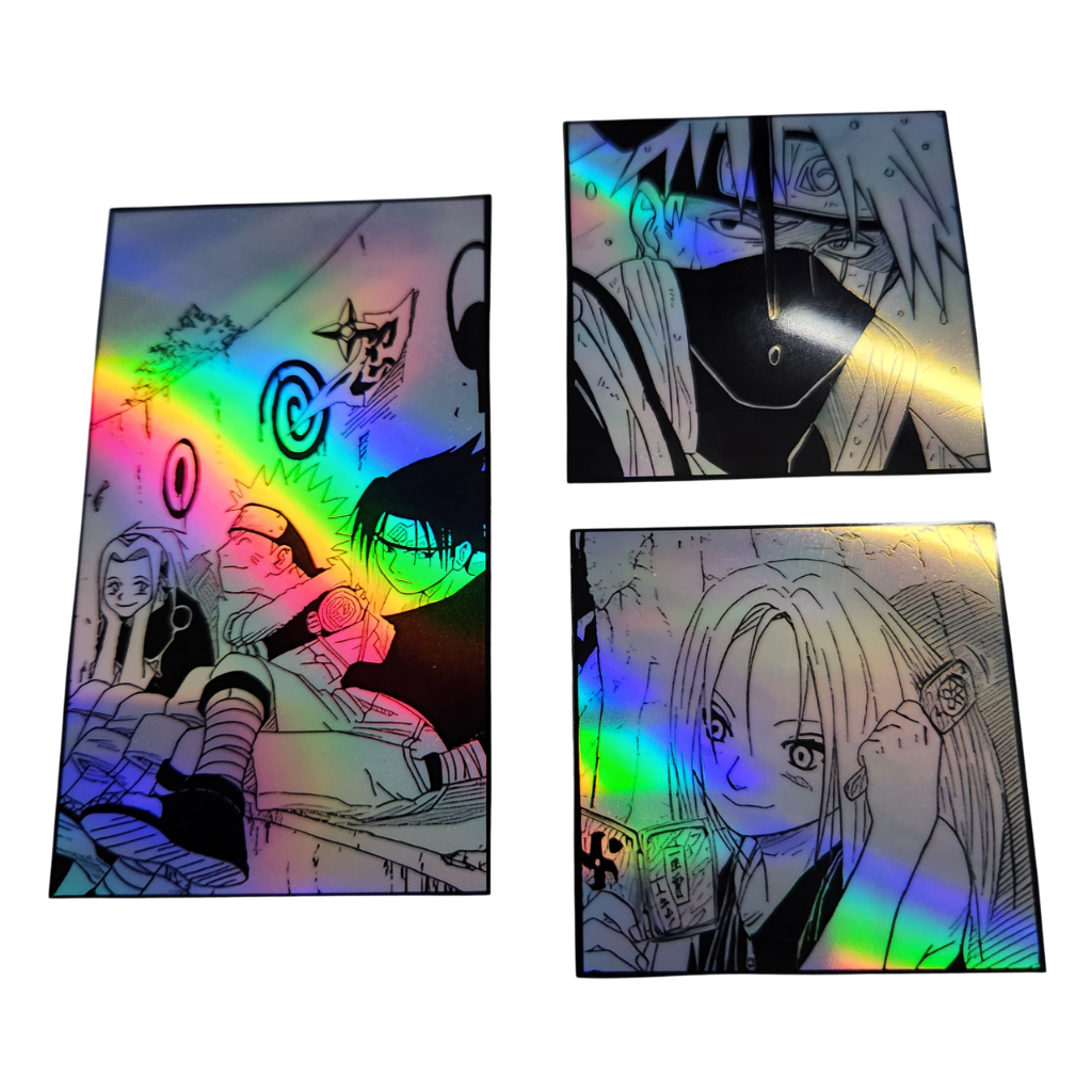 20 Adesivos Naruto Sakura Sasuke Kakashi 16 quadrado 5x5 4 retangulo 8x5 Holo  Adesivo Time 7