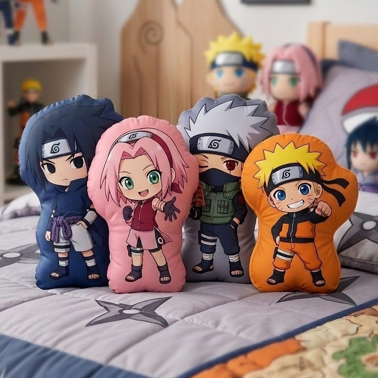 Almofada Naruto, Sasuke, Kakashi e Sakura ~ Formato Especial | Decoração Otaku Quarto Infantil