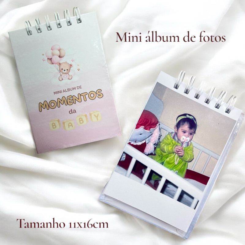 Mini Álbum de Fotos do Bebê | Capa Dura | 32 Fotos | Presente Perfeito
