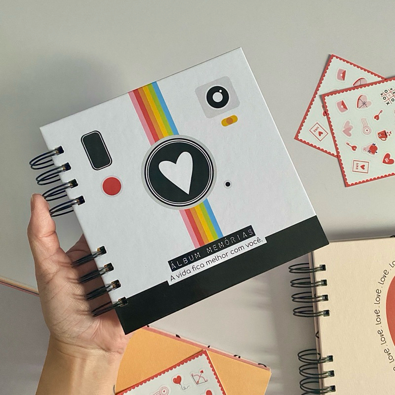 Mini Álbum Dia dos Namorados Fotolivro Scrapbook Mini Livro com Adesivos