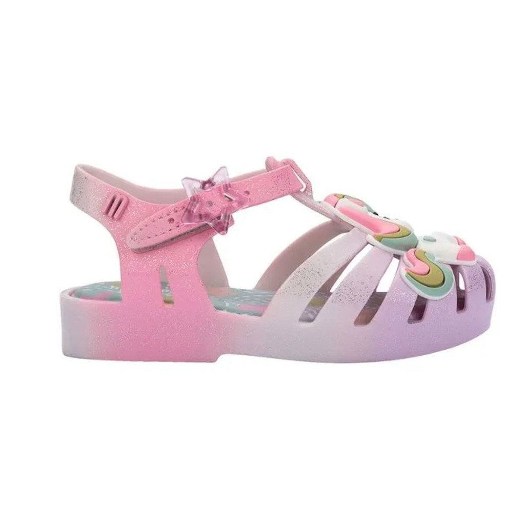 Sandália Mini Melissa Possession Uni Baby  Branco Lilás Rosa