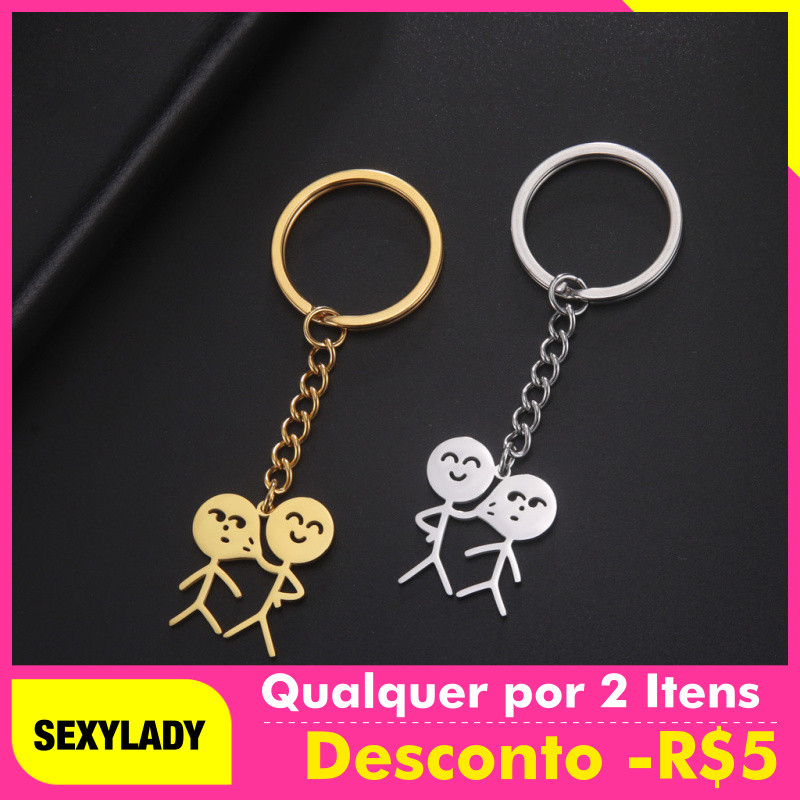 Adesivos Divertidos e Fofos com Tema de Socos na Cara, Chaveiro Feminino, Pingente de Chave de Carro em Aço Inoxidável p
