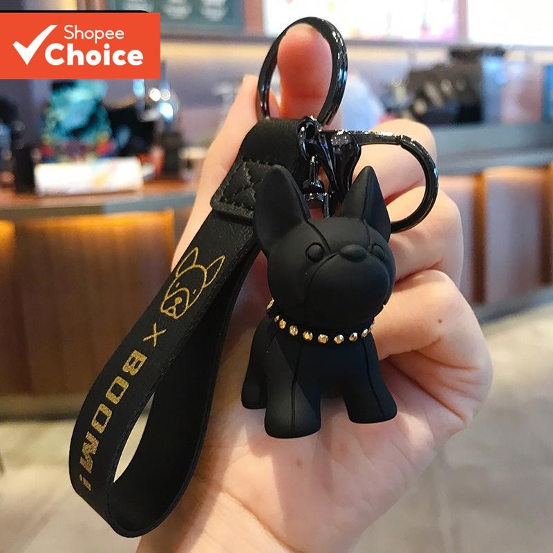 Desenho Animado Porta-Chaves Cão De Luta Francês Feminino Fofo Bulldog Criativo Carro Pingente Bolsa Escolar Ornamento
