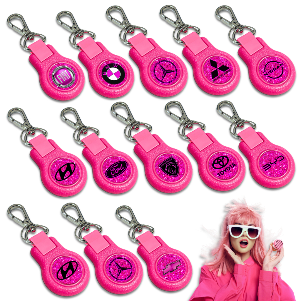 Chaveiro Automotivo Carro Rosa Pink Feminino Mulher Mãe Resinado Ruby Mosquetão
