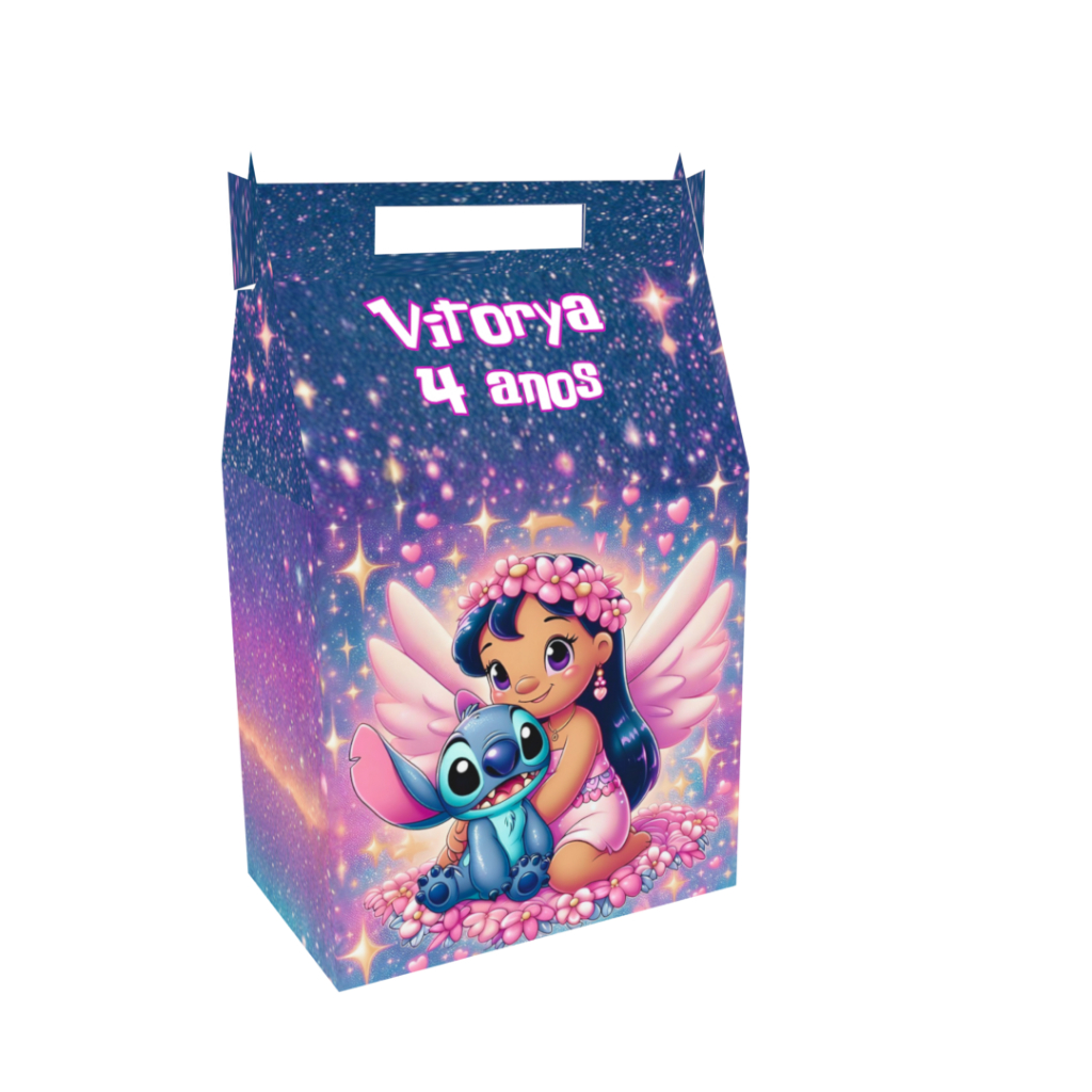 Kit Caixinha Lilo & Stitch Asas Lembrancinha para Festa de Aniversário Maletinha – Magia que Voa Alto!
