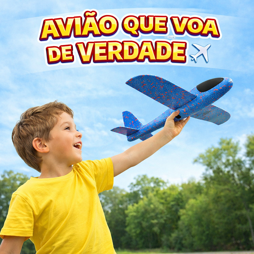 Avião Brinquedo Infantil Planador Voa Alto Espuma Resistente Criança
