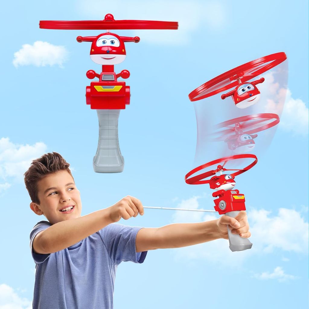 Super Wings Jett de Voo Alto, Figura de Brinquedo de Avião e Lançador, Voa Mais de 6 Metros, Brinquedos para Meninos e M
