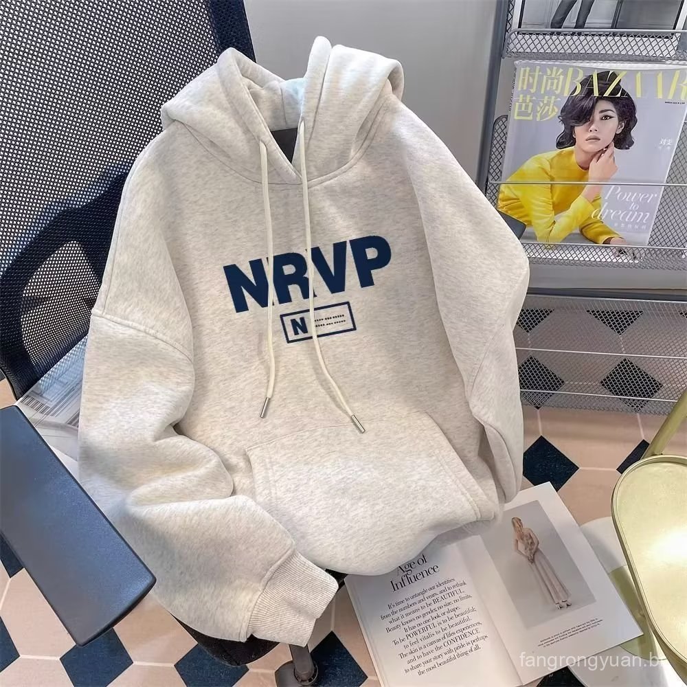 Americano High Street estilo Retro outono inverno forro de lã All-Match nicho carta impressão oversize Casual moletom co