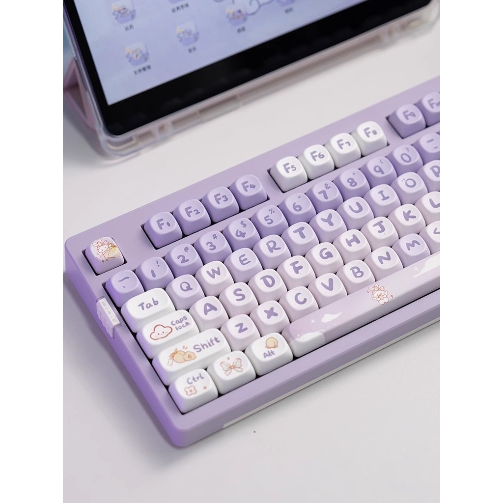 Keycap gradiente roxo coelho MOA altamente fofo PBT sublimação artesanato adequado para tarântula F87 F99 vgn RK etc.