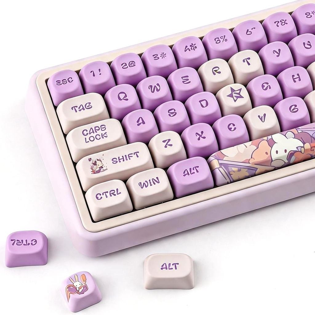 Teclas PBT Sunzit, Teclas com Perfil MOA de Coelho Fofo |   132 Teclas Personalizadas para Teclado, 60 65 75 100 Porcent