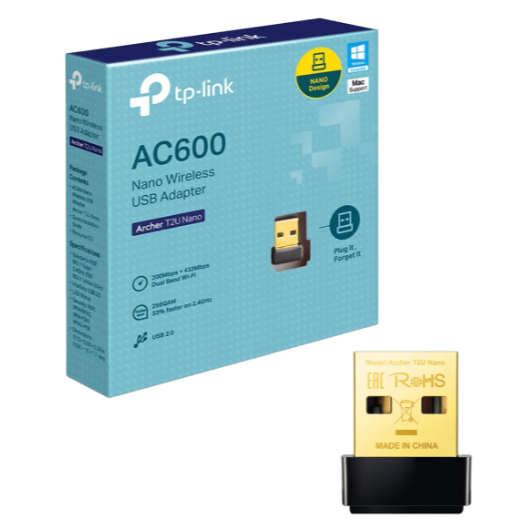 Adaptador Wireless TP-LINK USB Nano Archer T2U AC600. Para Notbook, Computador, Macbook.