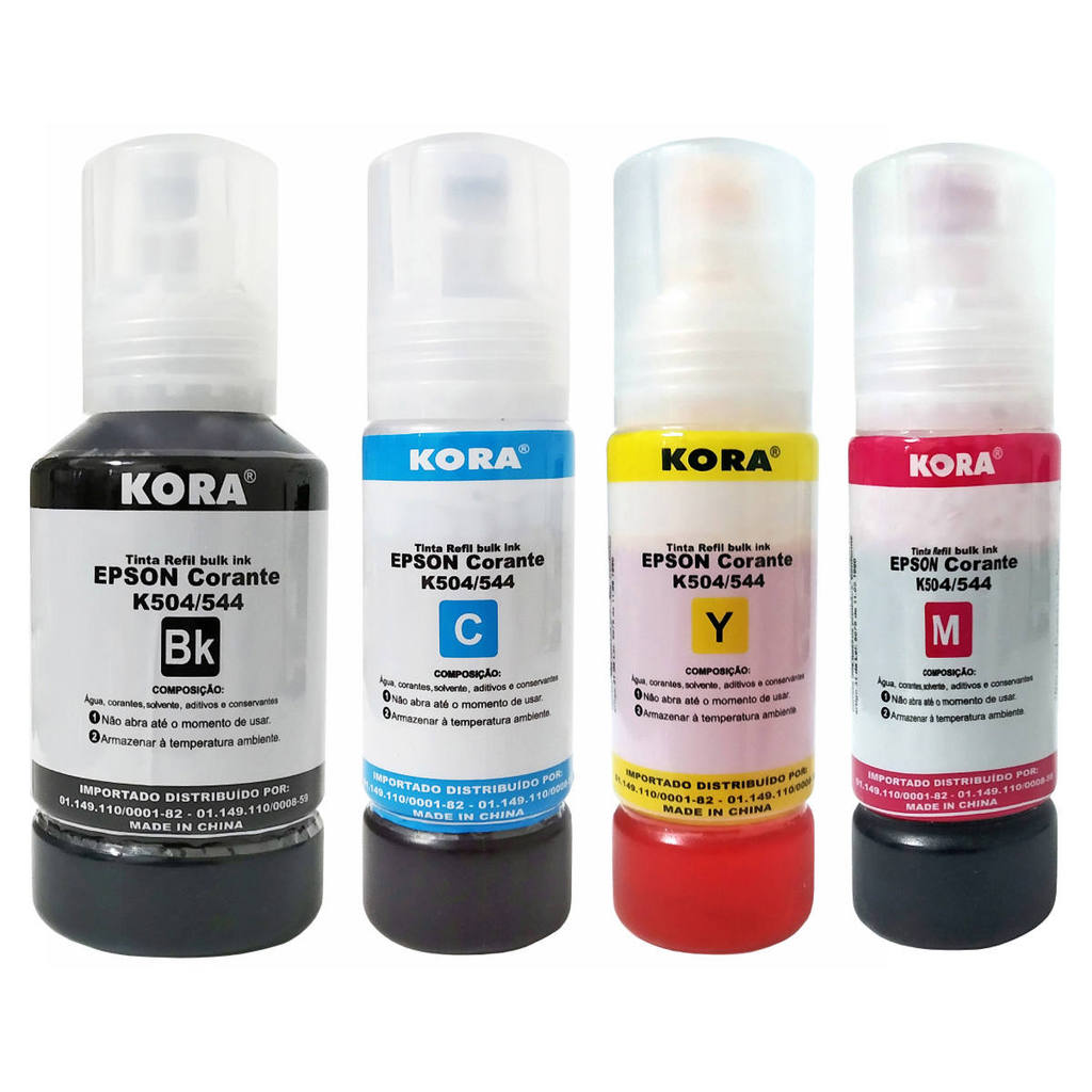 Tinta Corante Kora Compatível para L3108 L3110 L3250 L4160 L4168 L5190 L5590 L6191 Refil