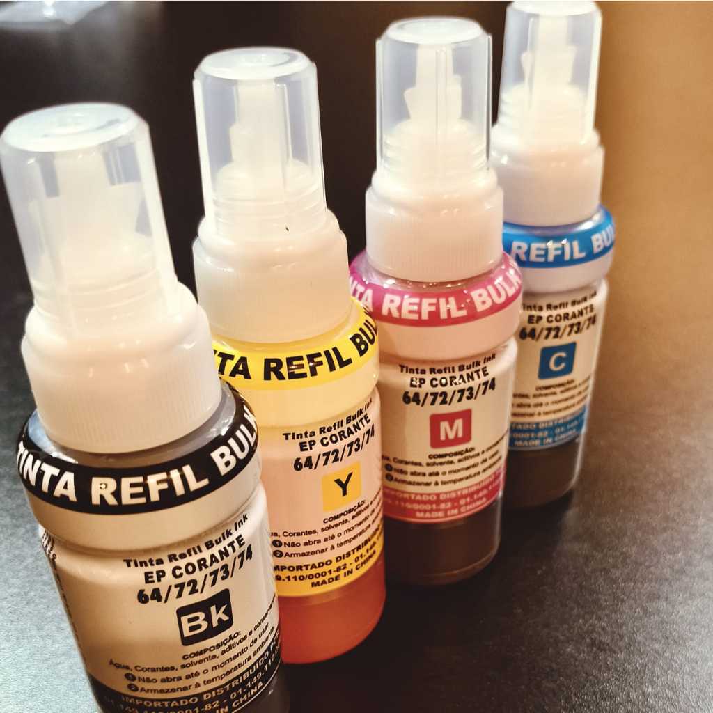 kit 4 Refil Tinta Kora Compatível Com Impressora Epson L110 L120 L210 L355 L375 L380 L395 L495 L555