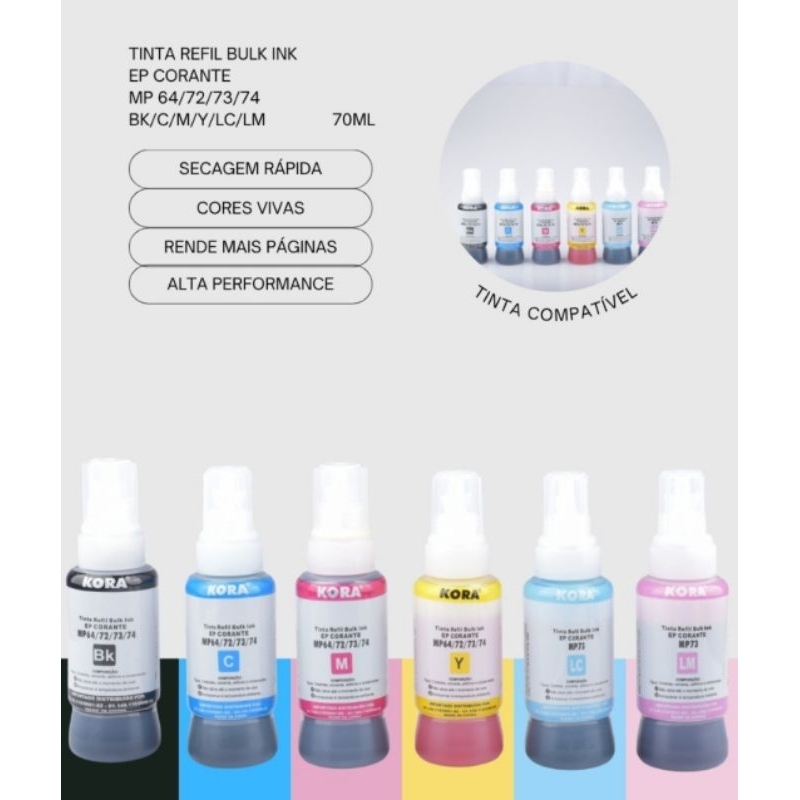 Kit 6 Tintas Epson 673 Marca Kora Original L800 L805 L810 L850 L1800 Promoção!!!!!!