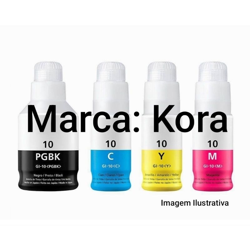 Kit 4 Refis De Tinta Kora Para Mega Tank Gi10 Gm2010 G6010 G7010 Promoção!!!!!!