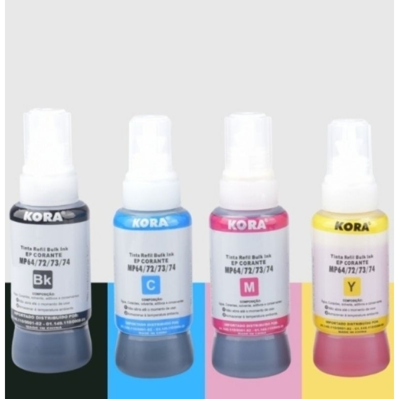 Kit 4 Refil De Tinta Kora Compatível 664/673 Tinta Preto - Ciano - Amarelo - Magenta Promoção!!!!!!