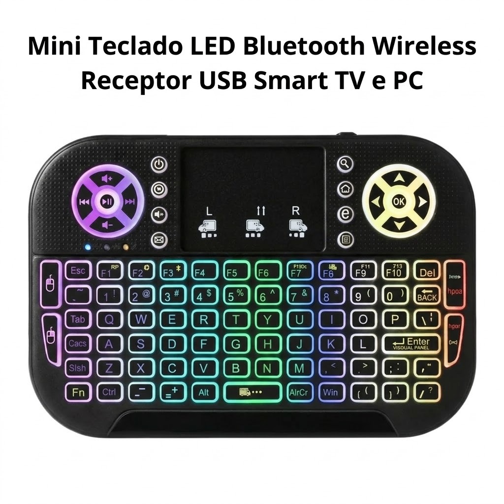 Mini Teclado LED Bluetooth Wireless Receptor USB Smart TV e PC Altomex AL-313R
