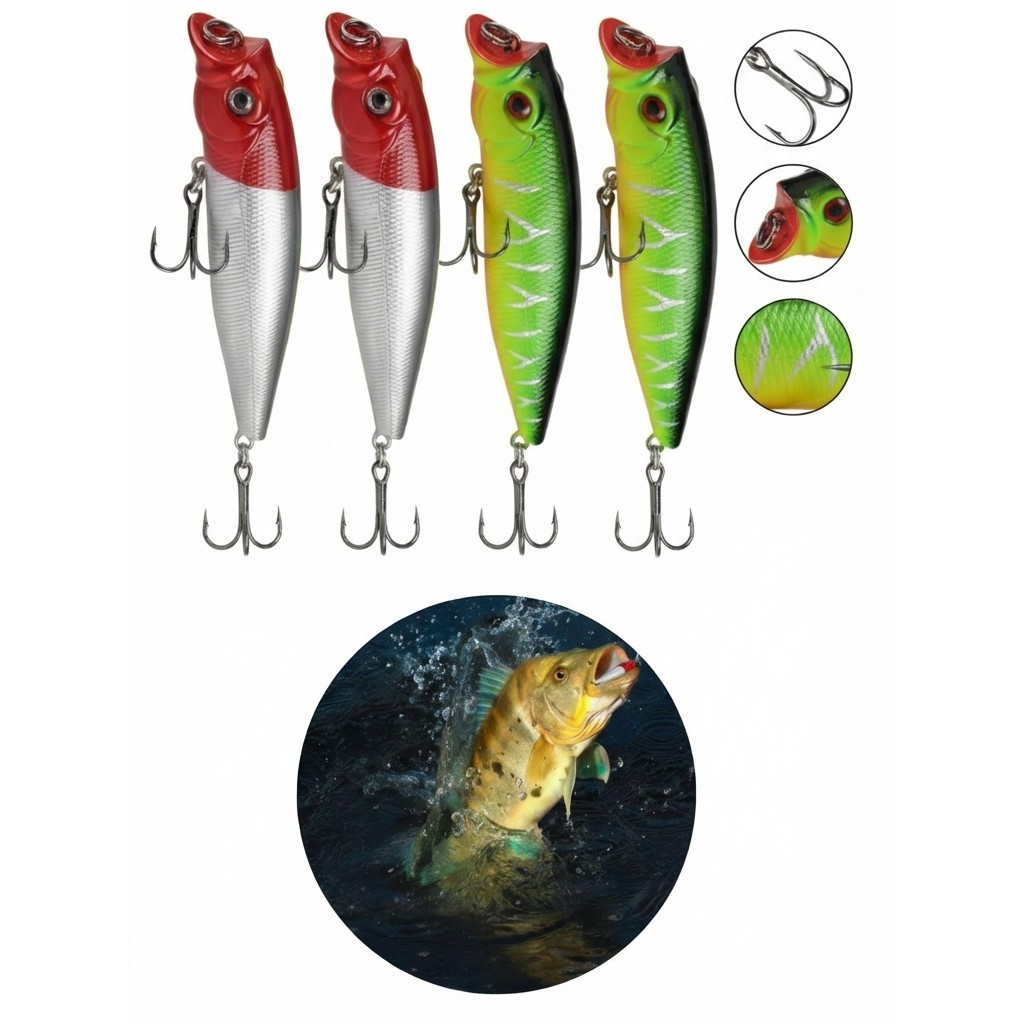 Kit 4 Iscas Artificiais Meia Água Lenda Tucuna 90 - 9,5cm 11,5g (estilo Brava 90)
