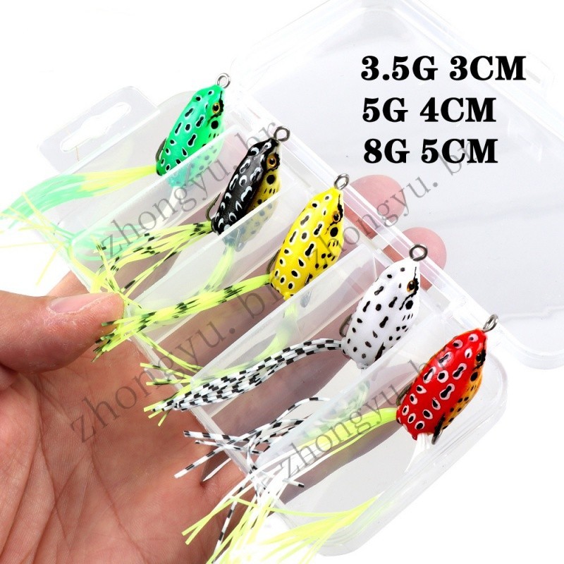 Novo Estilo De Isca De Pesca 3cm/4cm/5cm/Frog Lure Artificial Superfície Flutuante Rã Macia Com Cauda Dupla Falsa De Aço De Alto Carbono