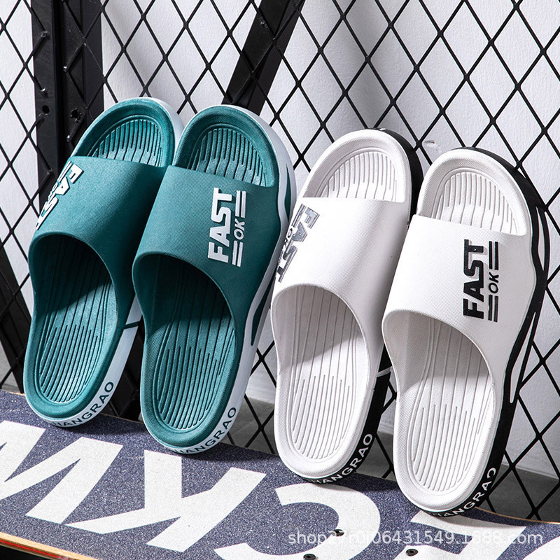 Novo estilo chinelos esportivos masculinos PVC sola grossa 2.5cm antiderrapante resistente ao desgaste banheiro banho in