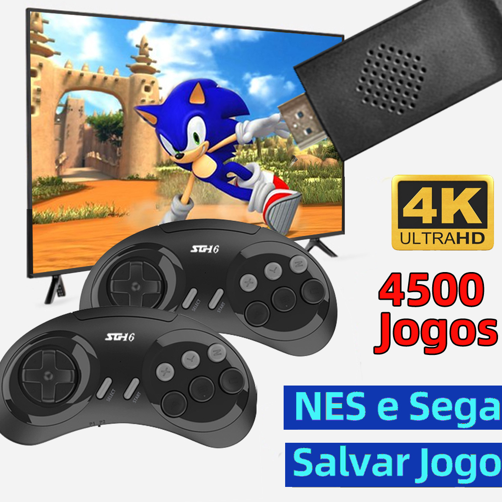 VILCORN Console De Controle De 16bit MD Para SEGA Genesis BR Game Stick HDMI Retro 4500 + TV/Jogos Drive 2