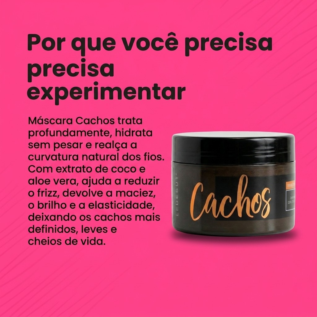 Máscara Cachos Crespas e Cacheadas Ledebut - Hidratação Anti Frizz Definição e Brilho 300g