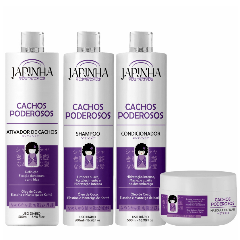 Kit Ativador + Shampoo e Condicionador + Máscara 300G | Cachos Poderosos – Japinha ⛩️