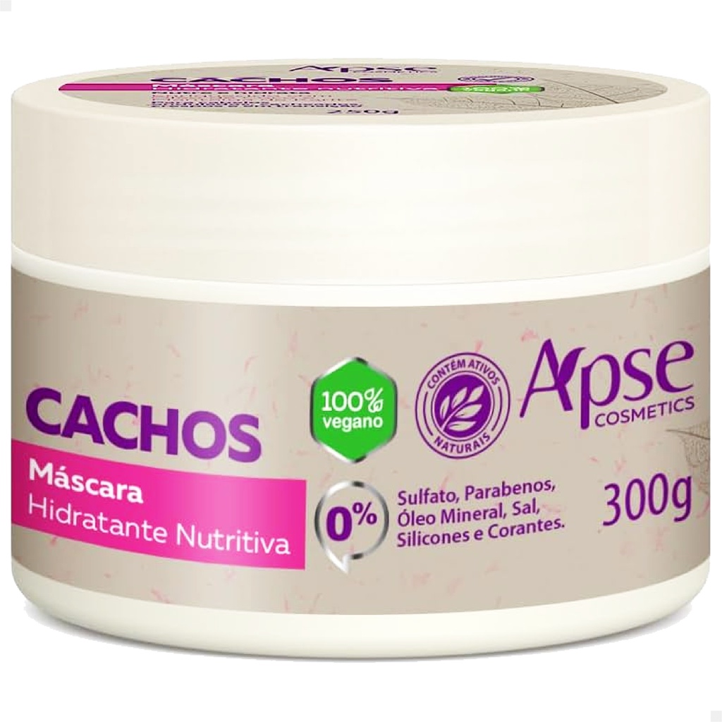 MASCARA CACHOS 300g - HIDRATANTE PARA CABELOS RADIANTES SEM RESSECAMENTO E FRIZZ - CACHOS COM VIDA