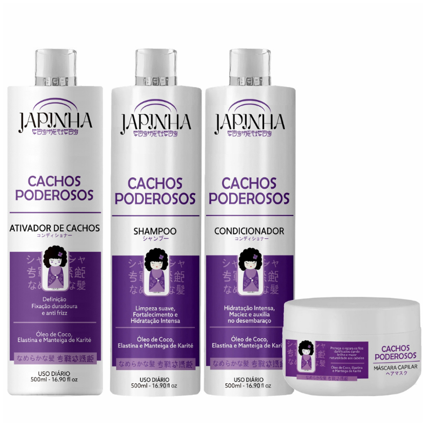 Kit Ativador + Shampoo e Condicionador + Máscara 300G | Cachos Poderosos – Japinha ⛩️
