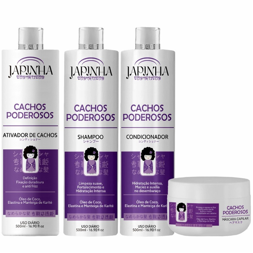 Kit Ativador + Shampoo e Condicionador + Máscara 300G | Cachos Poderosos – Japinha ⛩️
