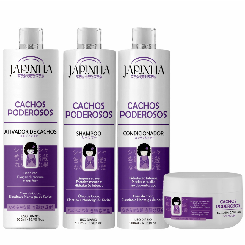 Kit Ativador + Shampoo e Condicionador + Máscara 300G | Cachos Poderosos – Japinha ⛩️