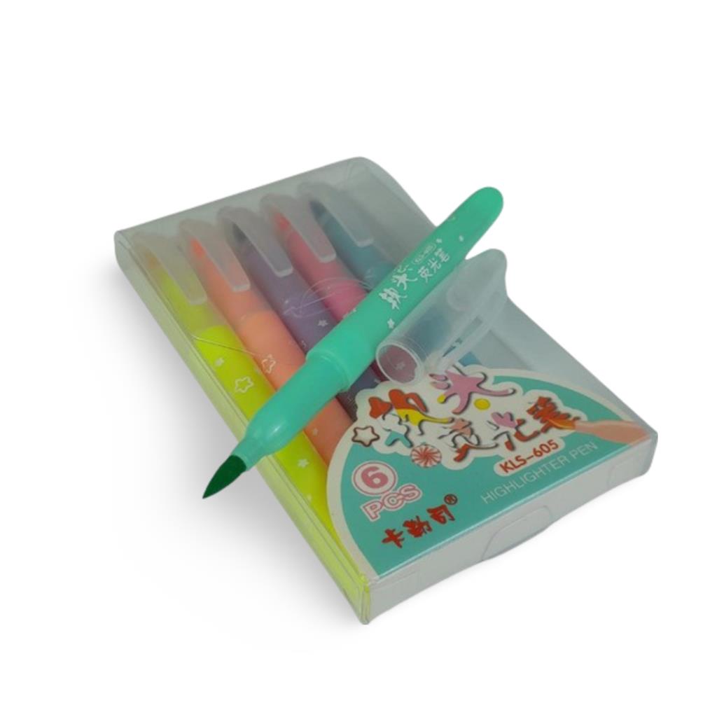 Canetinhas Brush Coloridas Escolares   Conjunto com 6 Cores