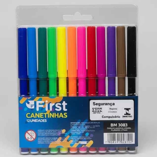 Conjunto Canetinhas Coloridas 12 Unidades Cores Vibrantes Secagem Rápida