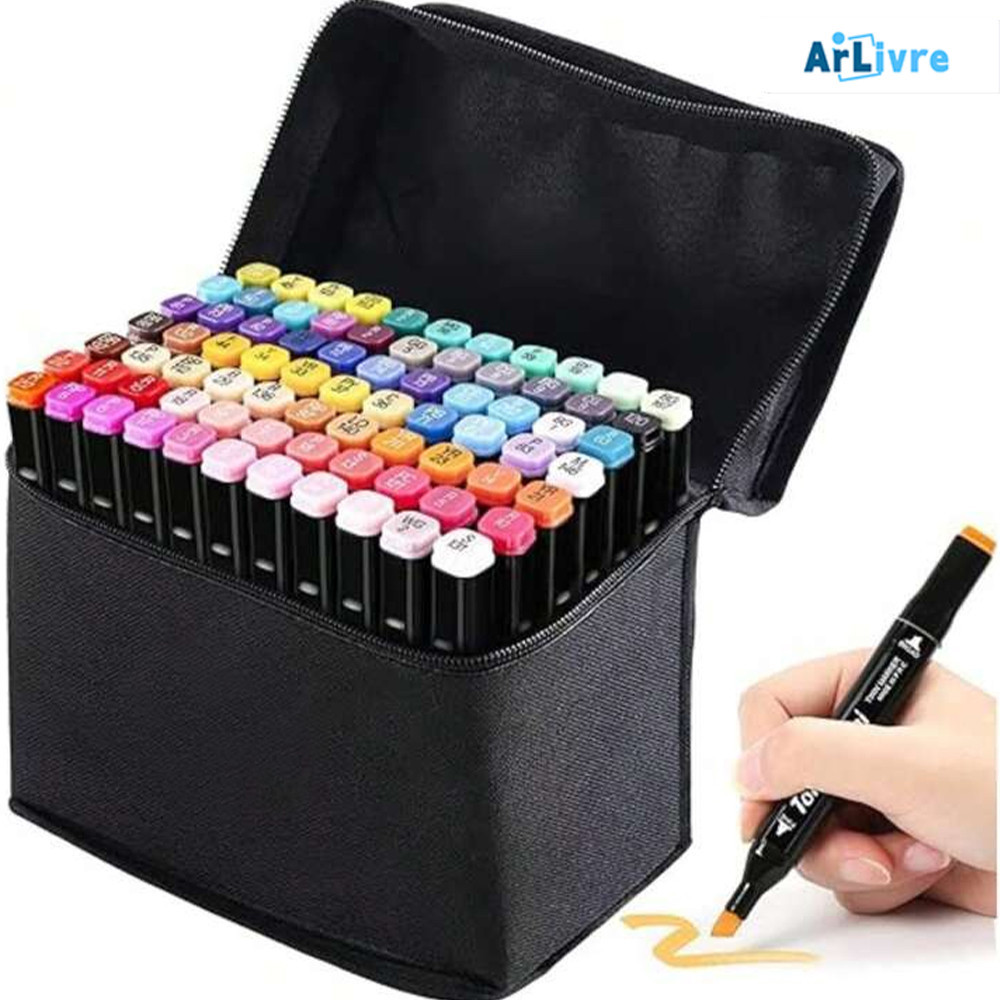 Conjunto Premium de Canetinhas Coloridas com Brush Pen e Marcador para Artistas, Iniciantes e Projetos Criativos