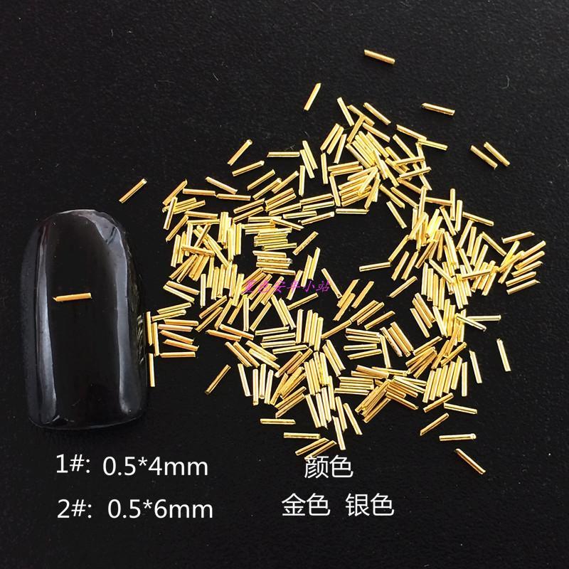 Japonês síncrono novo estilo Manicure rebite jóias 0.5mm fino vara reta ouro prata etiqueta do prego pequenos acessórios