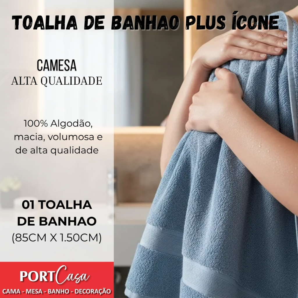 Toalha de Banho Gigante Banhão Ícone Camesa Nanosoft Fio Penteado 85x150cm