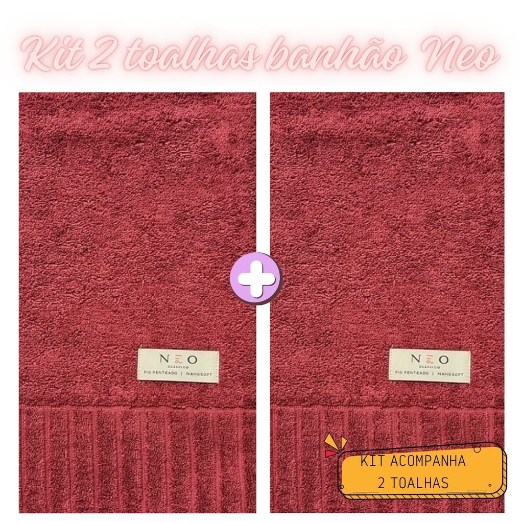 Kit 2 Toalhas Banho Gigante Velour Nanosoft Algodão 85x150cm Vinho