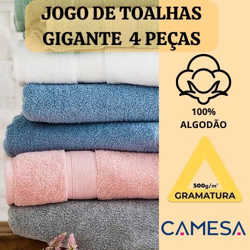 Jogo de Toalhas Banhão Gigante Camesa Ícone 4 Peças 85x150cm