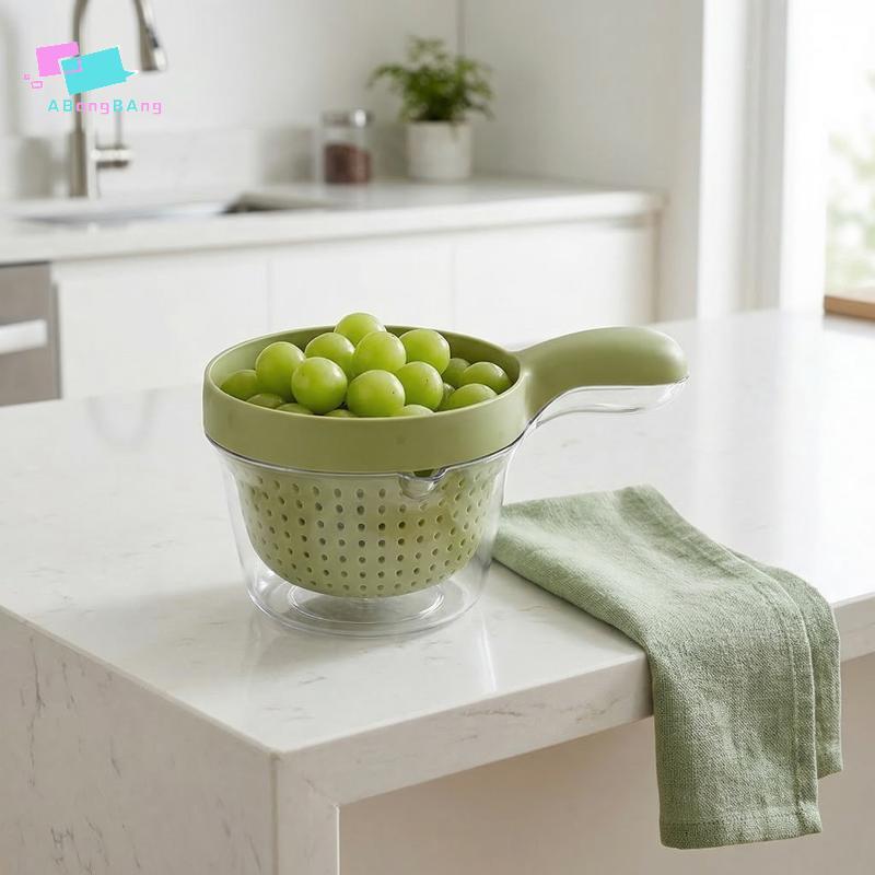 Abongbanghn Lavadora De Frutas Vegetais Dupla Camada Escorredor Cesta Para Pia Da Cozinha Salada Preparação Armazenament